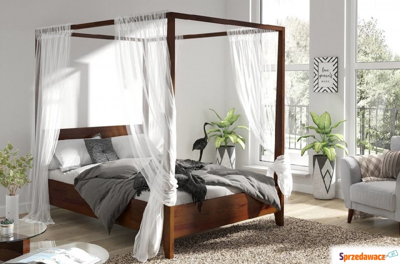 łóżko drewniane sosnowe z baldachimem visby canopy - Łóżka - Chełm