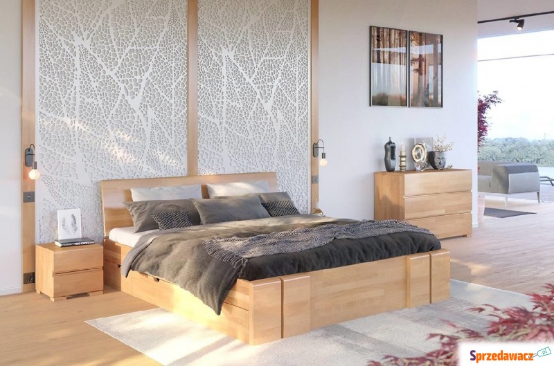 łóżko drewniane bukowe z szufladami skandica... - Łóżka - Piła