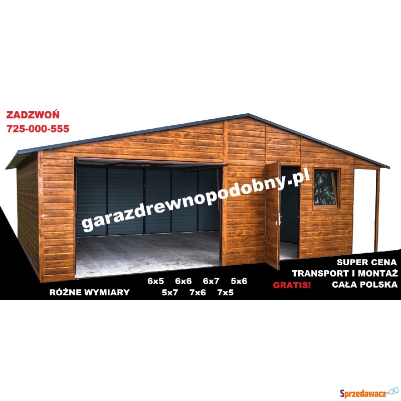 Garaż blaszany drewnopodobny 6×5 +1m wiaty - Sprzedam garaż, parking - Wałbrzych