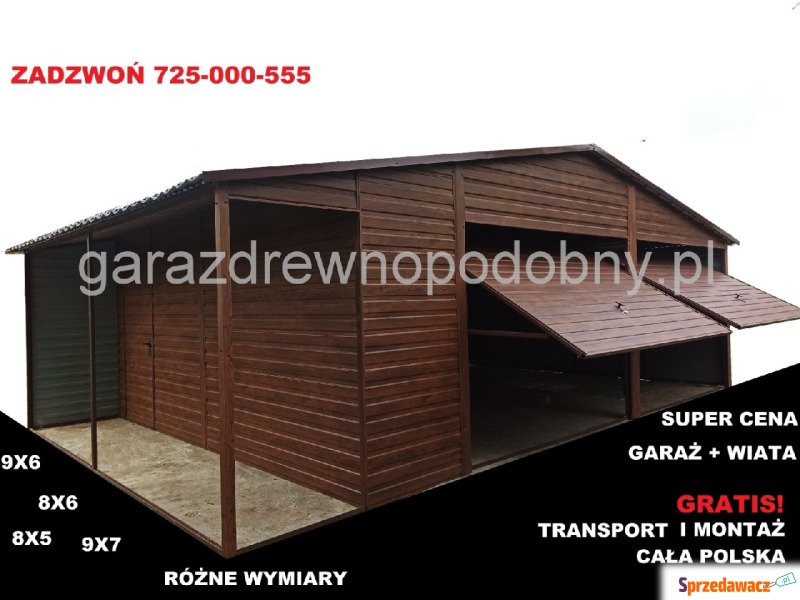 Garaż blaszany drewnopodobny z wiatą - Sprzedam garaż, parking - Kielce