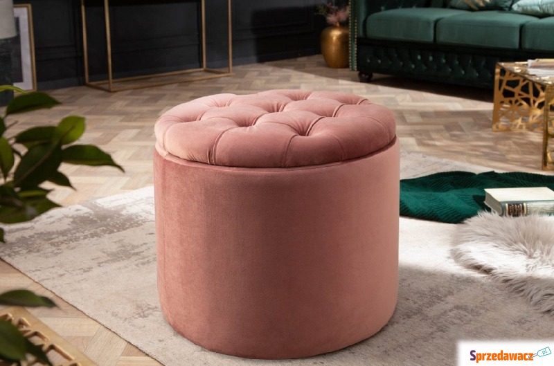 różowy tapicerowany puf modern barock ze schowkiem - Sofy, fotele, komplety... - Kalisz