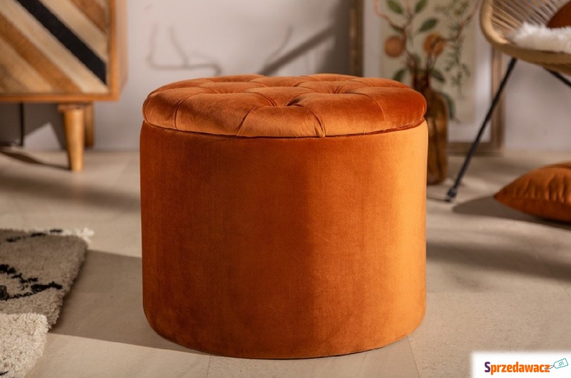 pomarańczowy tapicerowany puf modern barock ze... - Sofy, fotele, komplety... - Bełchatów