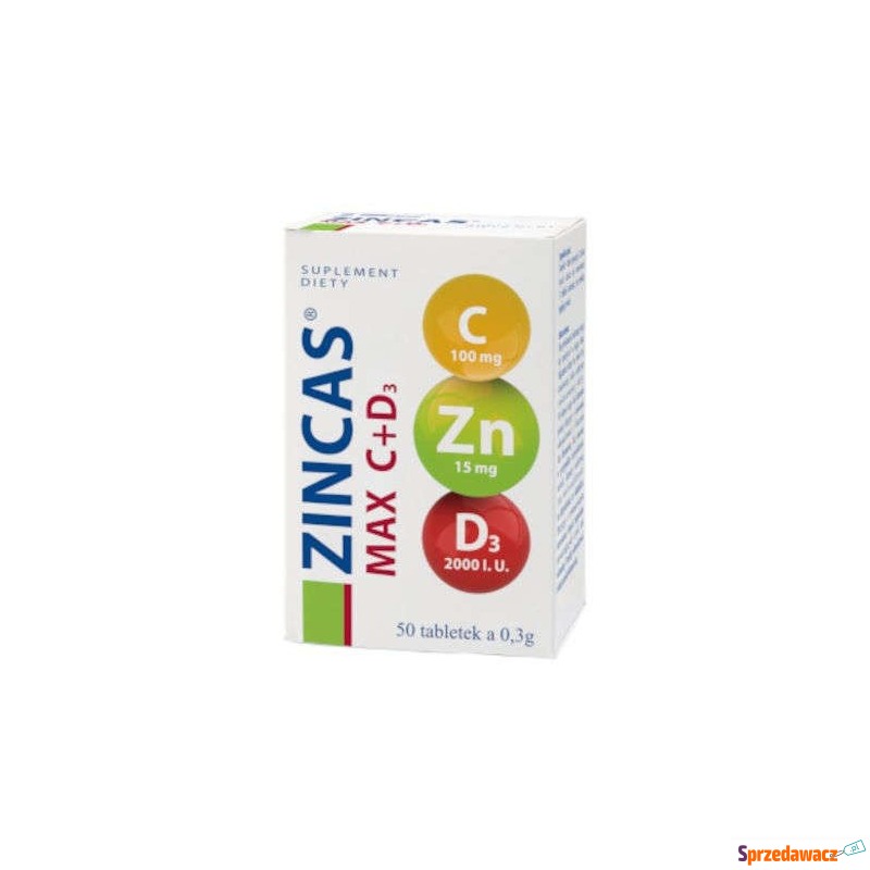 Zincas max c+d3 x 50 tabletek - Witaminy i suplementy - Zduńska Wola