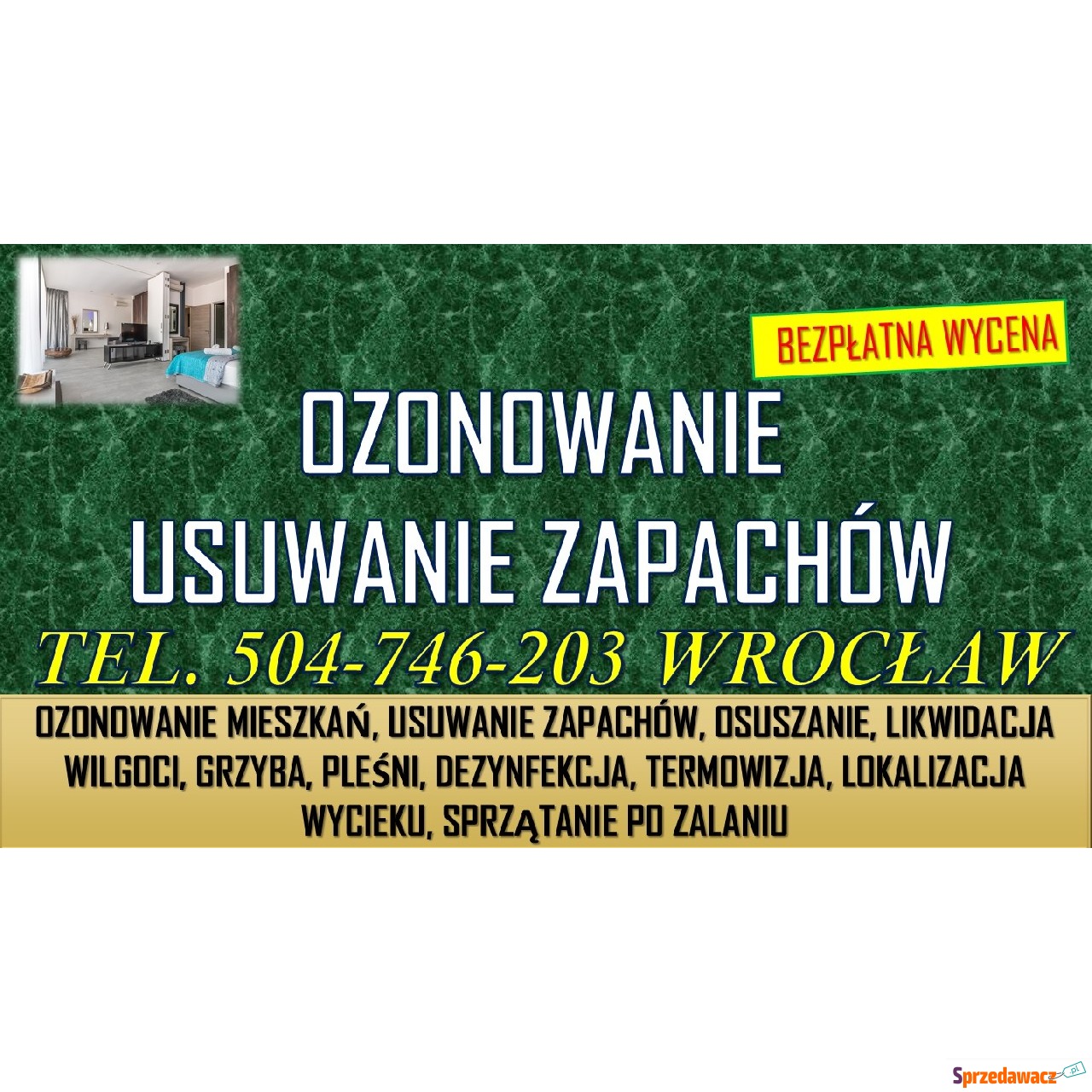Ozonowanie mieszkań, Wrocław tel....