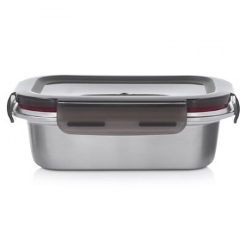 Pojemnik na żywność lunchbox prostokątny DUKA IDEAL 600 ml srebrny metal