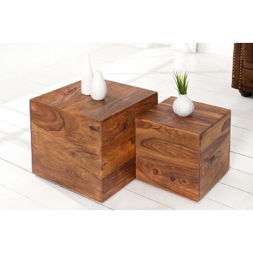 drewniany stolik makassar /zestaw 2 sztuk