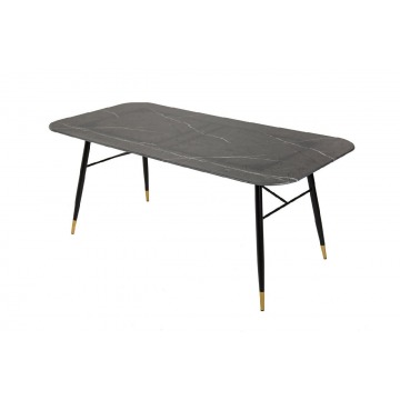 stół paris ze szklanym blatem imitujący czarny marmur / 180x90 cm