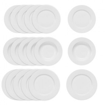 Zestaw 75 - Zestaw obiadowy dla 6 osób DUKA FELICIA 18 elementów biały porcelana