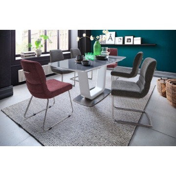zestaw 2 nowoczesnych krzeseł montera k na nogach ze stali nierdzewnej / kolor cappuccino