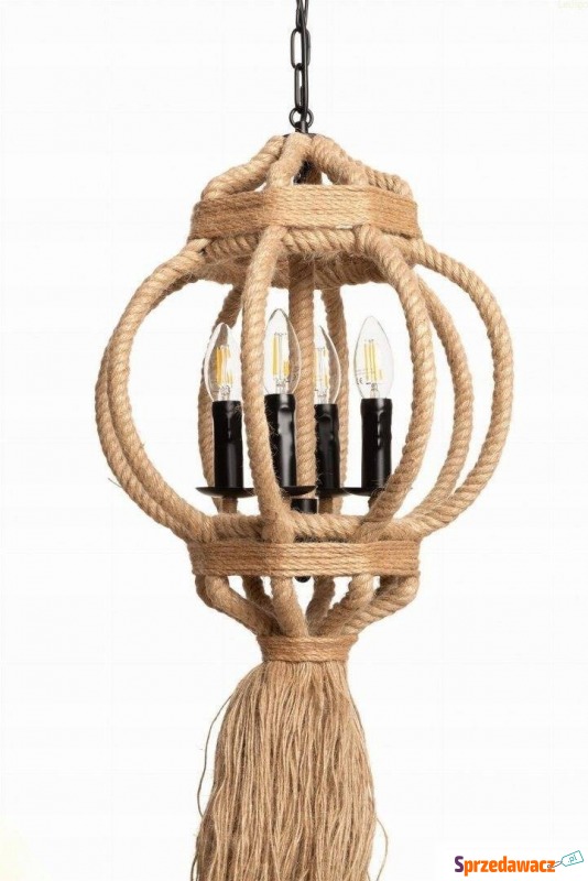 Lampa dekoracyjna wisząca jutowa boho 150 cm - Lampy wiszące, żyrandole - Zamość