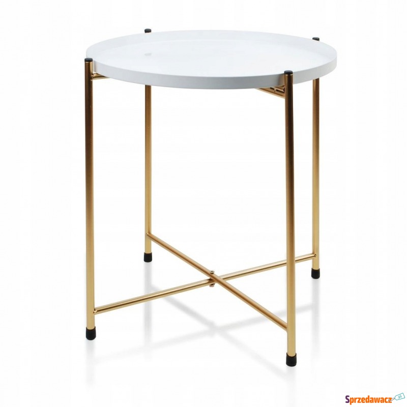 Stolik stół kawowy okrągły metal biały 43 cm - Stoły, stoliki, ławy - Radom