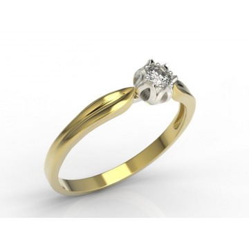 Pierścionek zaręczynowy w kształcie konwalii AP-4010ZB z żółtego i białego złota z brylantem.