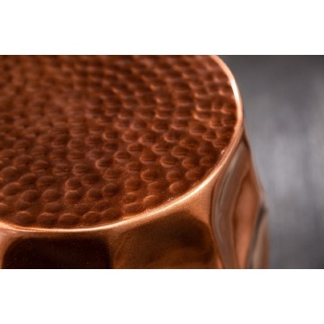 miedziany stolik kawowy organic orient z młotkowanego aluminium / 30x46x30 cm