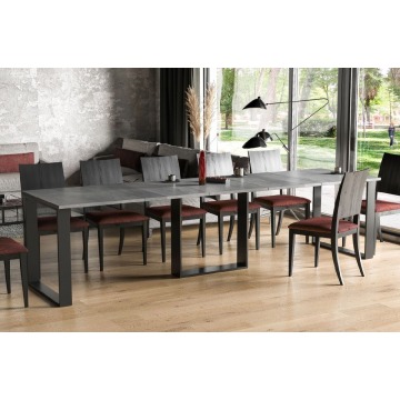 nowoczesny rozkładany stół borys bis na metalowych nogach 130-310 x 90 cm (beton)