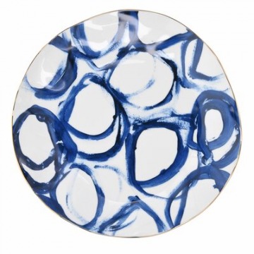 Talerz obiadowy w koła DUKA RIVIERA 26 cm biały niebieski porcelana