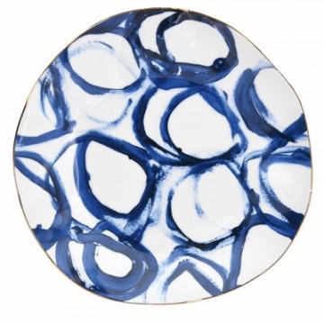 Talerz śniadaniowy w koła DUKA RIVIERA 21 cm biały niebieski porcelana