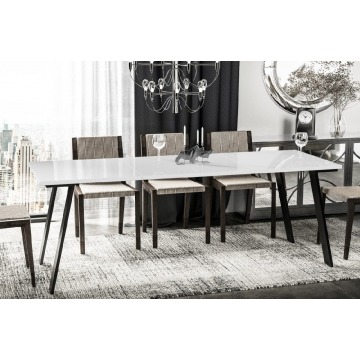 nowoczesny rozkładany stół liwia 130-170 x 80 cm (biały połysk)