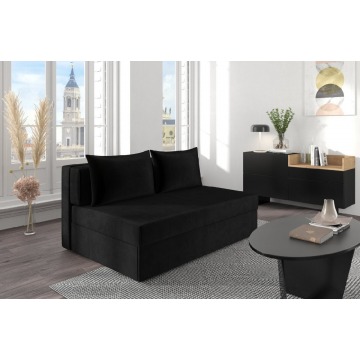 czarna rozkładana sofa dancan olga z funkcją spania i pojemnikiem na pościel / szerokość 156 cm