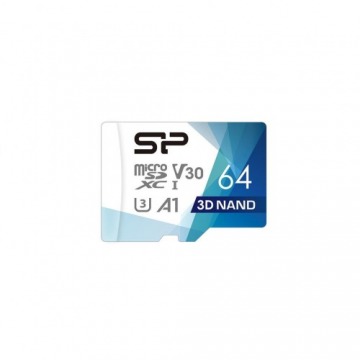 Karta pamięci Silicon Power microSDXC Superior Pro 64GB V30 UHS-1 U3 A1 + ADAPTER microSD-SD (SP064G