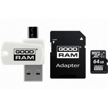 Karta pamięci z adapterem i czytnikiem kart GoodRam All in one M1A4-0640R12 (64GB; Class 10; Adapter