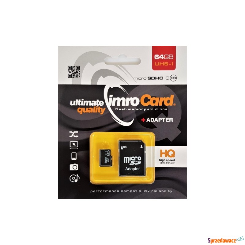 Zestaw kart pamięci IMRO 10/64G UHS-I ADP (64GB;... - Karty pamięci, czytniki,... - Bezrzecze