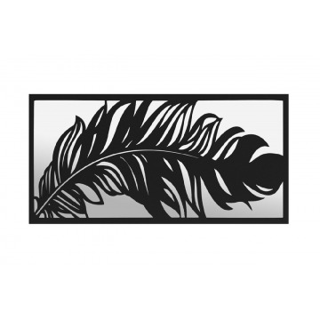 czarne ażurowe lustro penna z motywem pióra / matowe