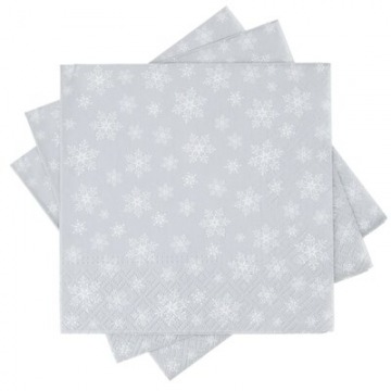 Serwetki papierowe świąteczne śnieżynki PAW XMASS 20 szt. 33x33 cm srebrne