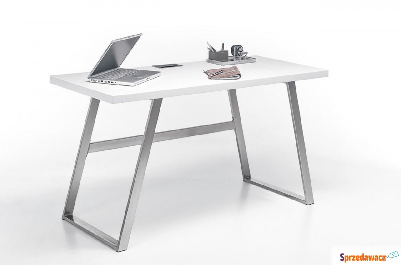 nowoczesne białe biurko andria na metalowych... - Biurka - Zabrze