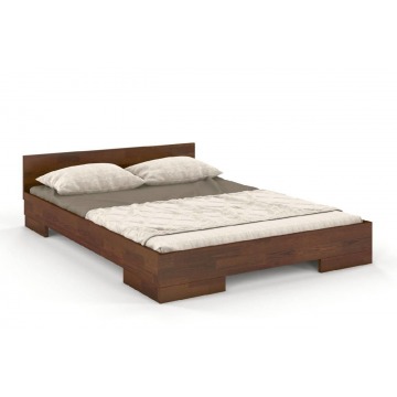 łóżko drewniane bukowe skandica spectrum niskie / 200x200 cm, kolor orzech