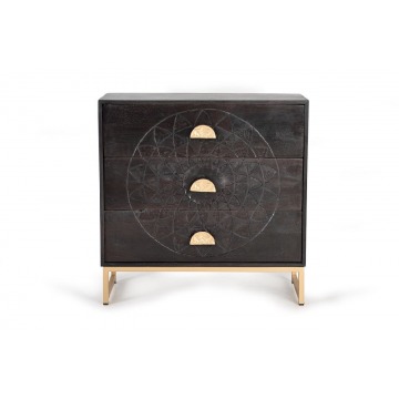 drewniana komoda marron z szufladami / szer. 80 cm