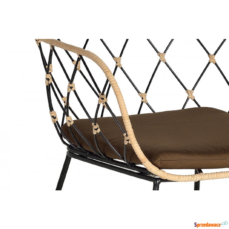 rattanowe krzesło terazza z brązową poduszką - Krzesła kuchenne - Chruszczobród