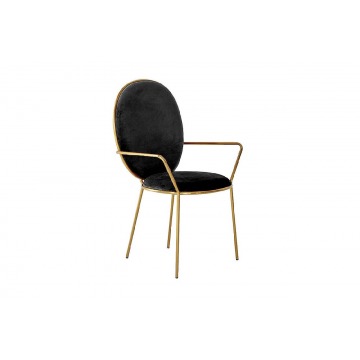 czarne tapicerowane krzesło na złotych nogach delicate black