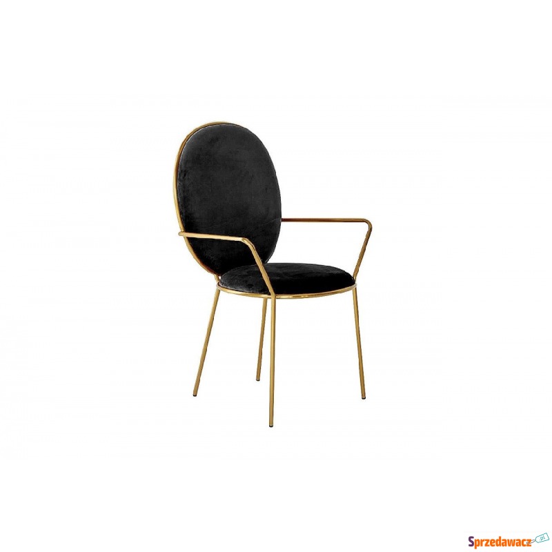 czarne tapicerowane krzesło na złotych nogach... - Krzesła kuchenne - Legnica