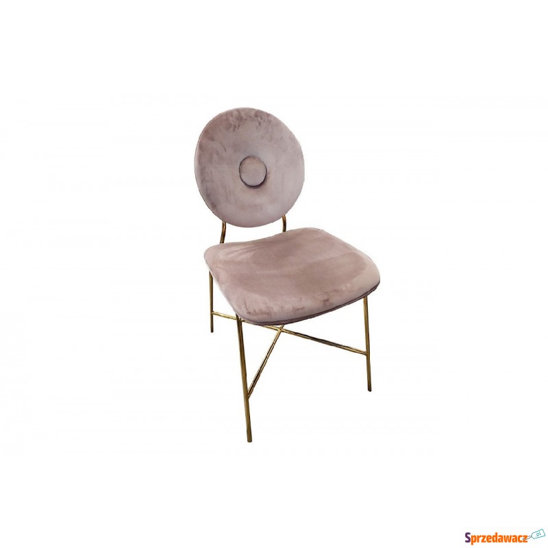różowe tapicerowane krzesło na złotych nogach... - Krzesła kuchenne - Tychy