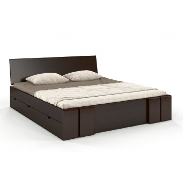 łóżko drewniane sosnowe z szufladami skandica vestre maxi & dr / 200x200 cm, kolor palisander