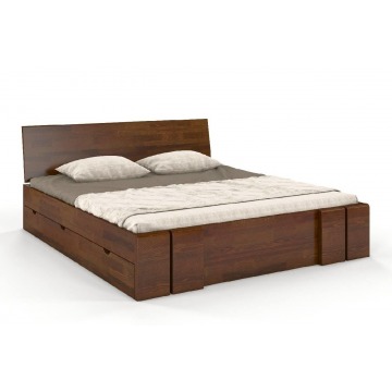 łóżko drewniane sosnowe z szufladami skandica vestre maxi & dr / 200x200 cm, kolor orzech