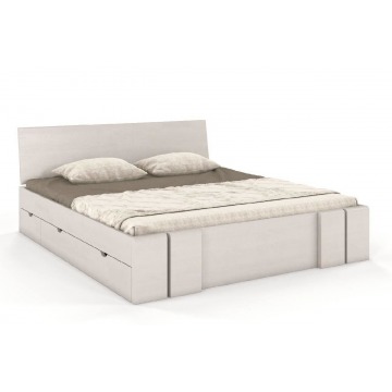 łóżko drewniane sosnowe z szufladami skandica vestre maxi & dr / 200x200 cm, kolor biały