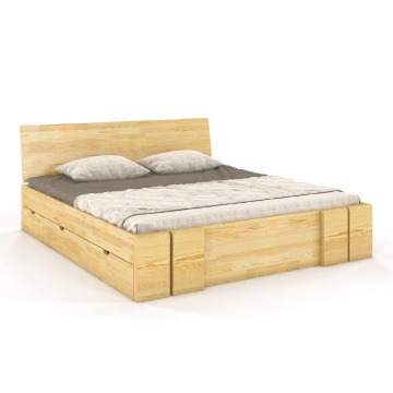łóżko drewniane sosnowe z szufladami skandica vestre maxi & dr / 200x200 cm, kolor naturalny