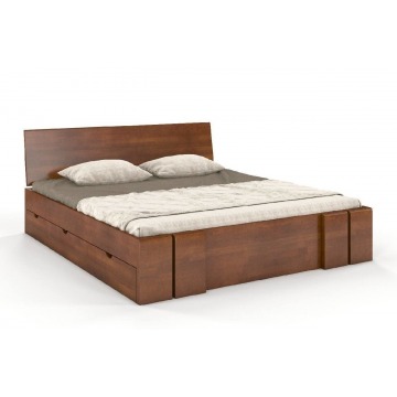 łóżko drewniane bukowe z szufladami skandica vestre maxi & dr / 200x200 cm, kolor orzech