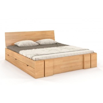 łóżko drewniane bukowe z szufladami skandica vestre maxi & dr / 200x200 cm, kolor naturalny