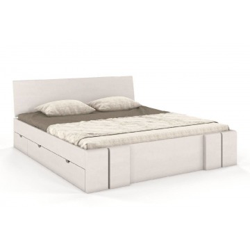 łóżko drewniane bukowe z szufladami skandica vestre maxi & dr / 200x200 cm, kolor biały