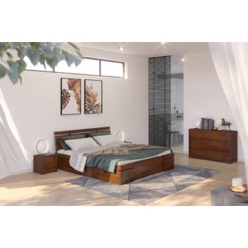 łóżko drewniane sosnowe z szufladami skandica sparta maxi & dr / 120x200 cm, kolor orzech