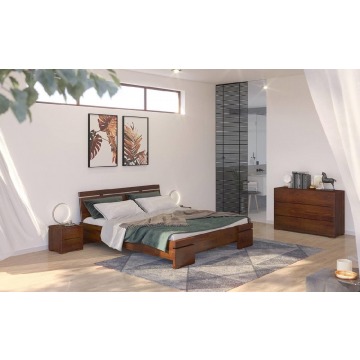 łóżko drewniane sosnowe ze skrzynią na pościel skandica sparta maxi & st / 120x200 cm, kolor orzech