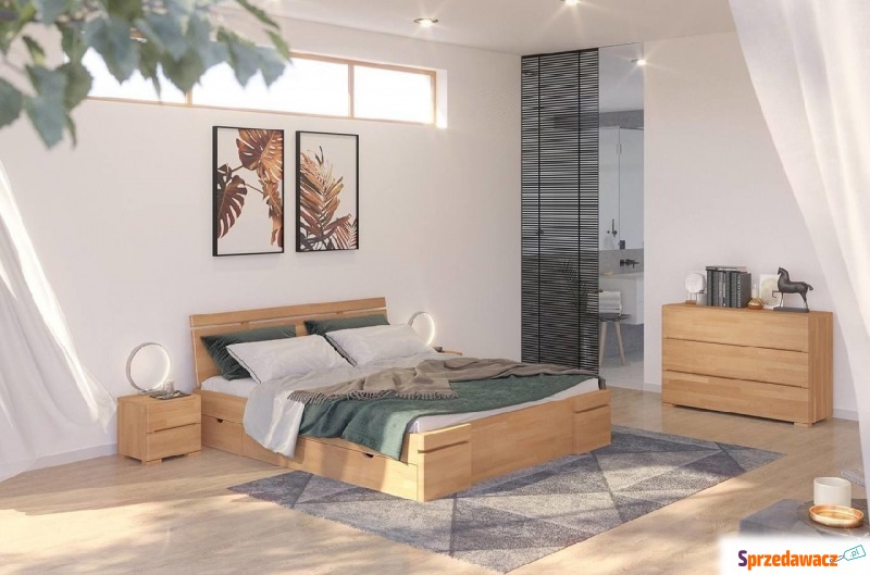 łóżko drewniane bukowe z szufladami skandica... - Łóżka - Koszalin