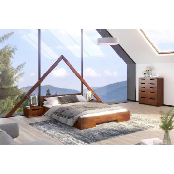 łóżko drewniane sosnowe skandica spectrum niskie / 120x200 cm, kolor orzech