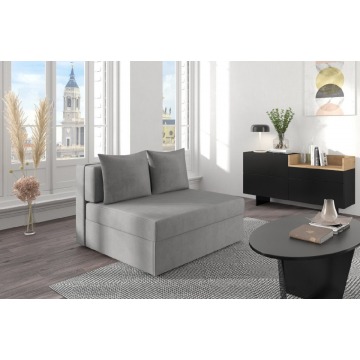 jasno-szara rozkładana sofa dancan olga z funkcją spania i pojemnikiem na pościel / szerokość 116 cm