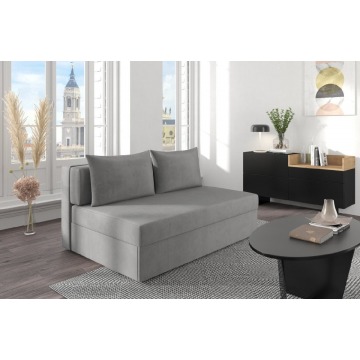 jasno-szara rozkładana sofa dancan olga z funkcją spania i pojemnikiem na pościel / szerokość 156 cm