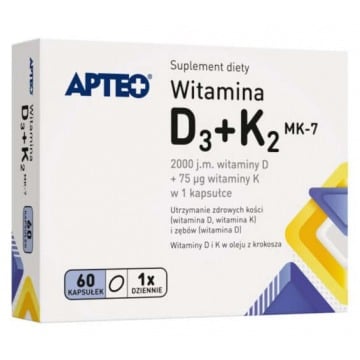 Apteo witamina d3+k2 mk-7 x 60 kapsułek