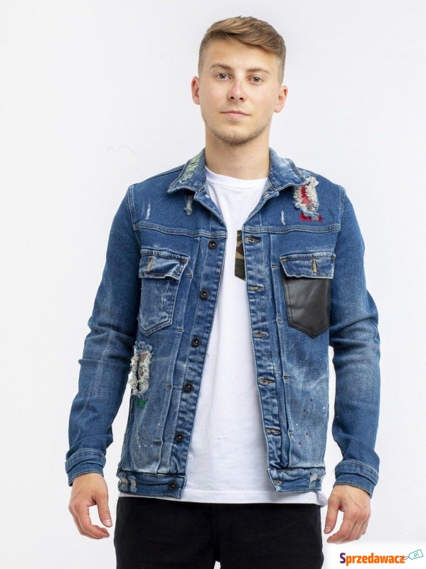 Leather Pocket Jeans Jacket Blue - Kurtki - Elbląg