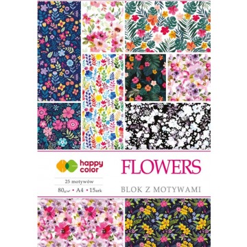 blok z motywami a4 flowers happy color 15 kartek dla kreatywnych